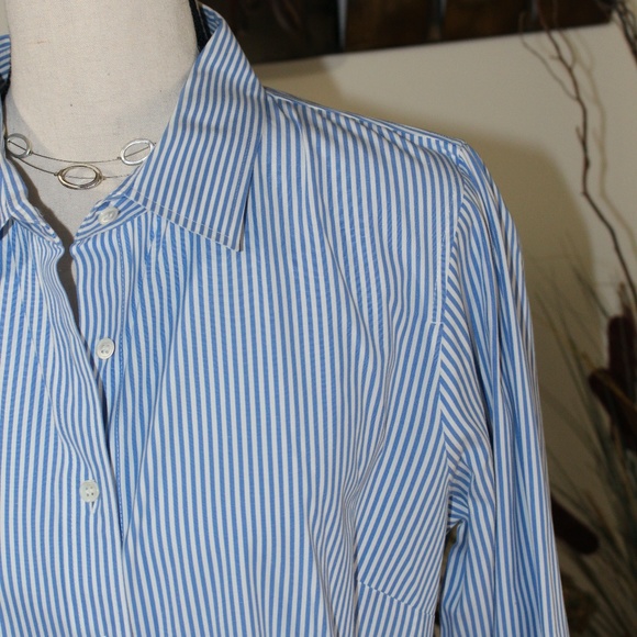 J. Crew Blue and White Striped Button Down Shirt - Picture 5 of 7
